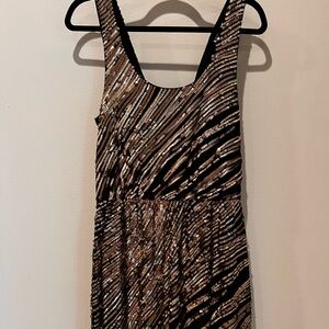 Express Dress in Black with Gold and Silver Sequins, Size M
